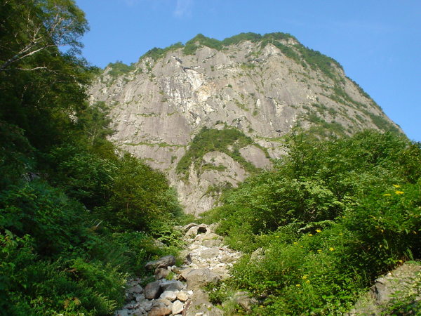 T4尾根取付付近から見た、東壁全景。