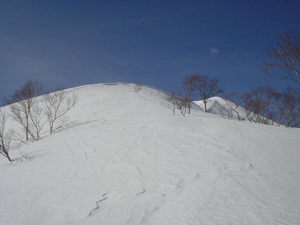 小雪庇を越え小白山山頂へ。
