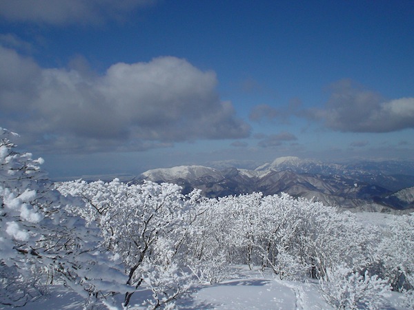 御池岳山頂から、霊仙山、伊吹山方面を望む。