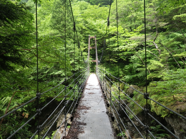一ノ滝下流に架かる吊り橋で右岸に渡る。