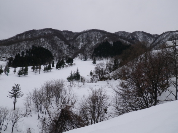 揖斐高原スキー場、坂内ゲレンデは営業していない。ゲレンデ奥が貝月山。