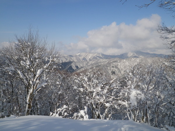 640m付近から振り返る、正面は田畑山648m。